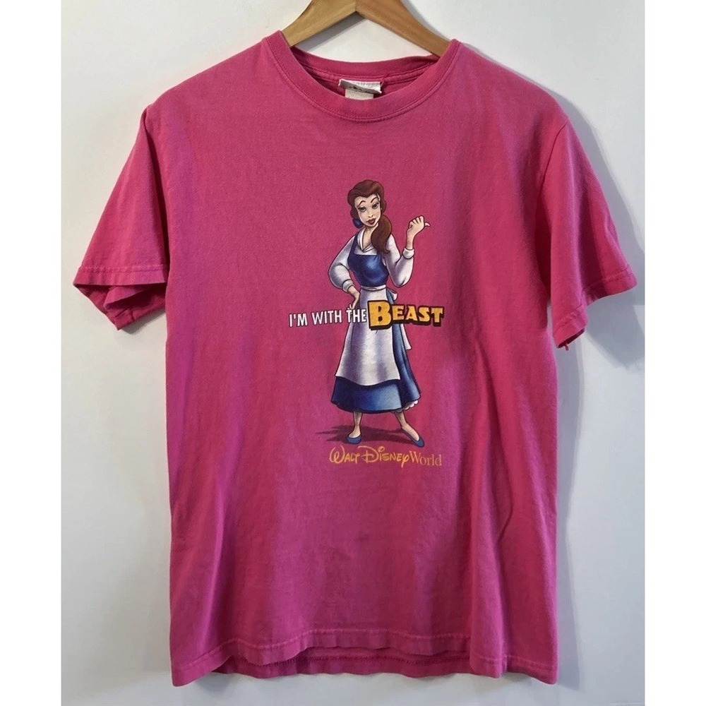 Vintage Belle "I'm With The Beast' Walt Disney World T-Shirt Sz S/M Beauty